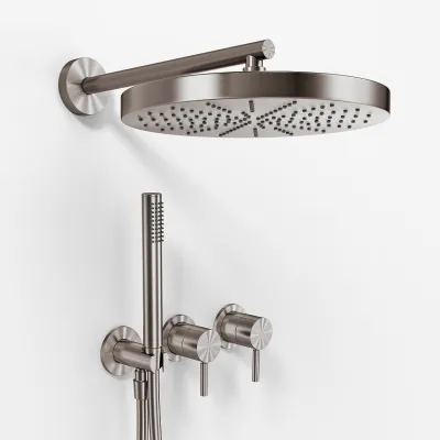 Semplice SBR801 S02 - XXL Rain DeLux Ø28 cm, PVD borstat stål