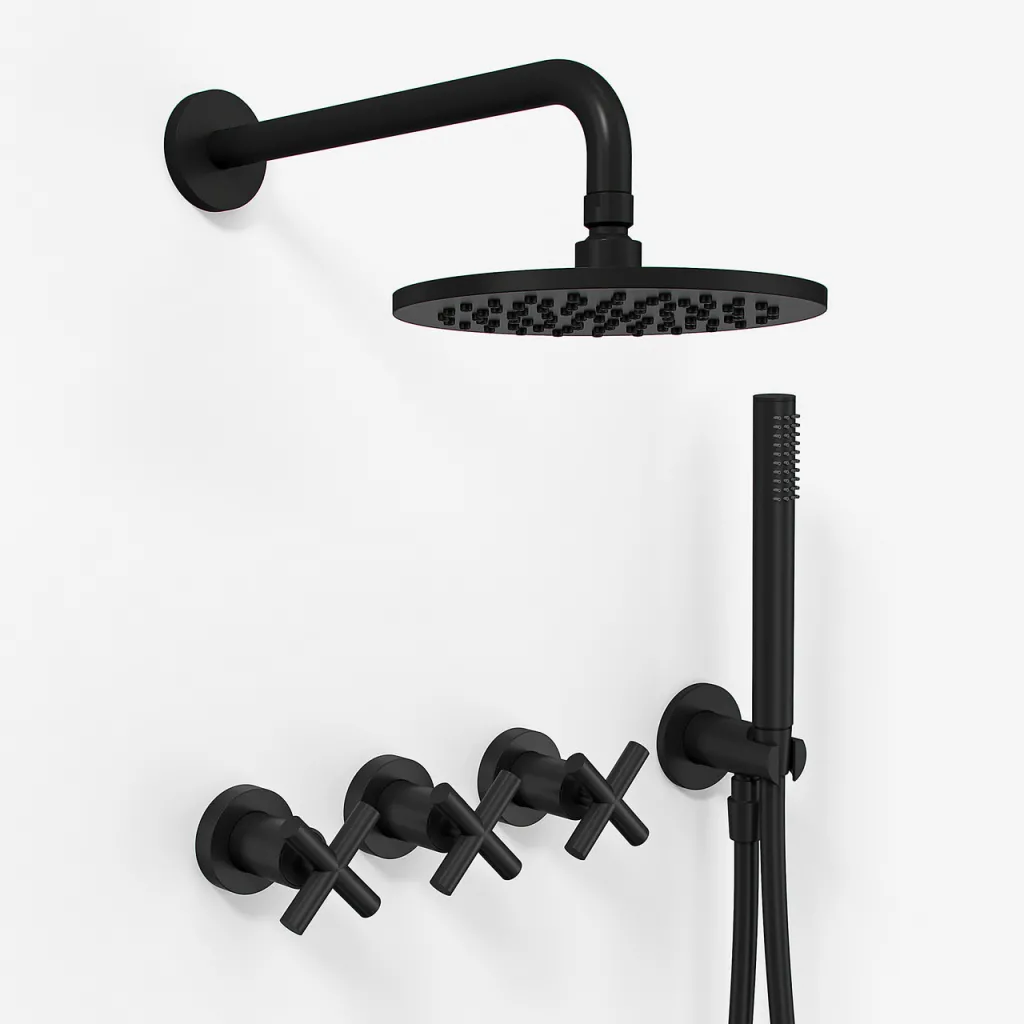 Fly Classic FBR704 S05 - Duschset Ø20 cm, Tak, Mattsvart