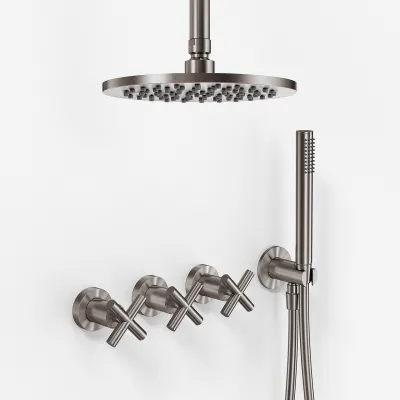 Fly Classic FBR704 S07 - Duschset Ø20 cm, Tak, PVD Borstat Stål