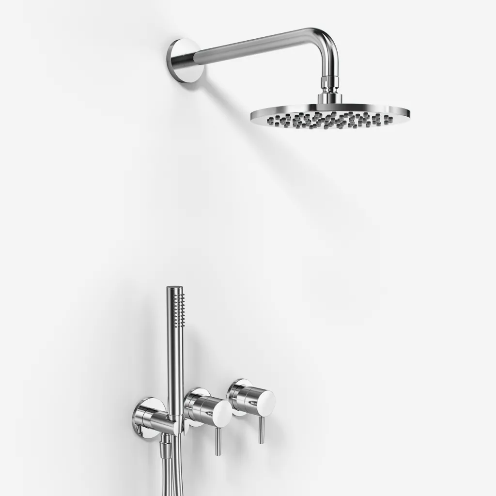 Semplice SBR801 S05 - Duschset Rain DeLuxe Ø20 cm, Väggmonterad, Krom