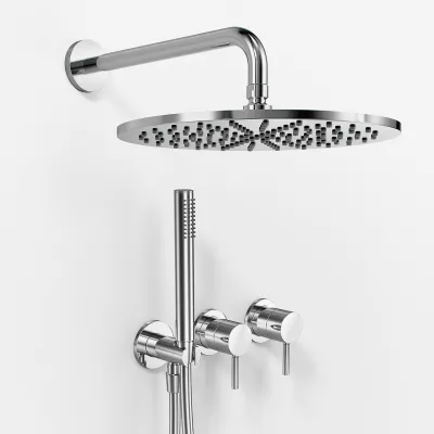 Semplice SBR801 S07 - Duschset, Rain DeLuxe Ø30 cm, Väggmonterad, Krom 