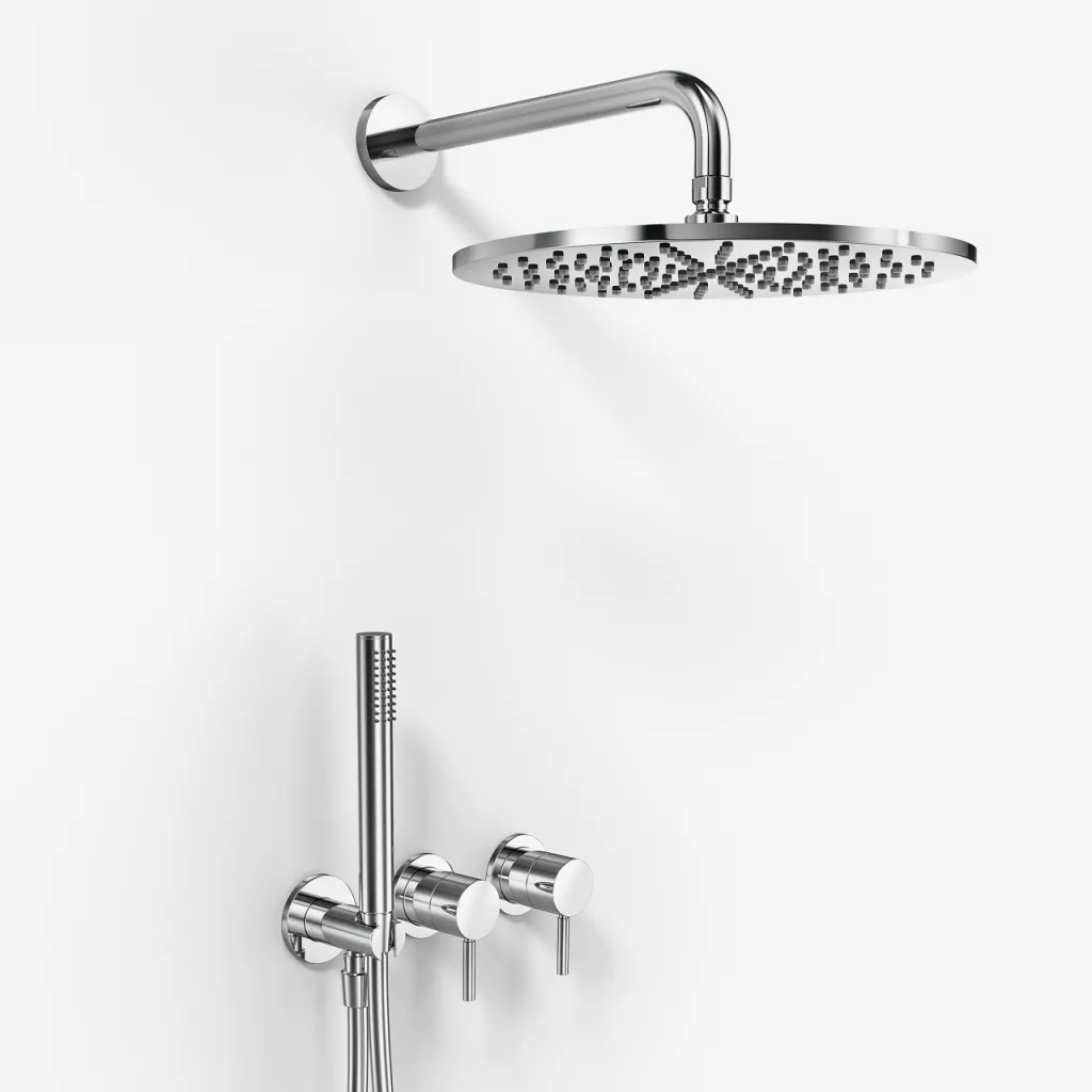 Semplice SBR801 S07 - Duschset, Rain DeLuxe Ø30 cm, Väggmonterad, Krom 