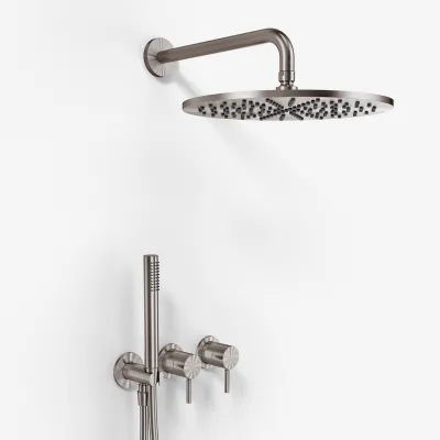 Semplice SBR801 S07 - Duschset Ø30 cm, Väggmonterad, PVD borstad stål 