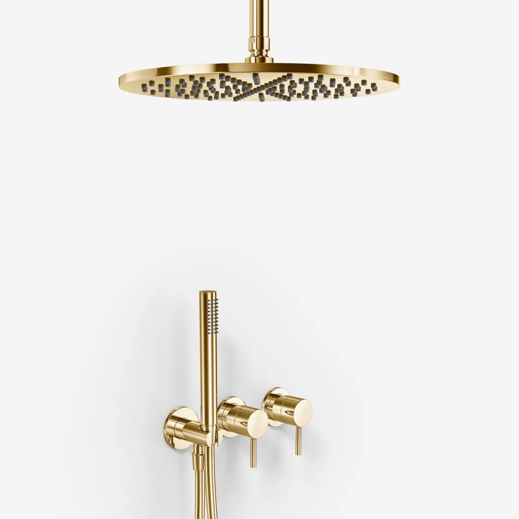 Semplice SBR801 S10 - Duschset, Ø30 cm, Tak, Mässing Naturfärgad 