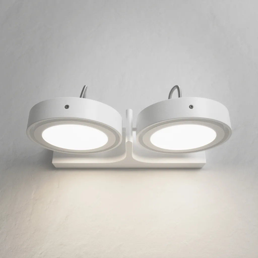 Big A02 - Dubbel. LED-vägglampa med lutning, matt vit.
