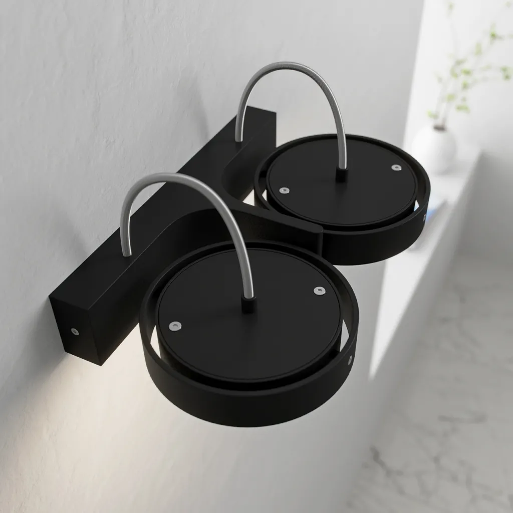 Big A02 - - Dubbel. LED-vägglampa med lutning, Mattsvart