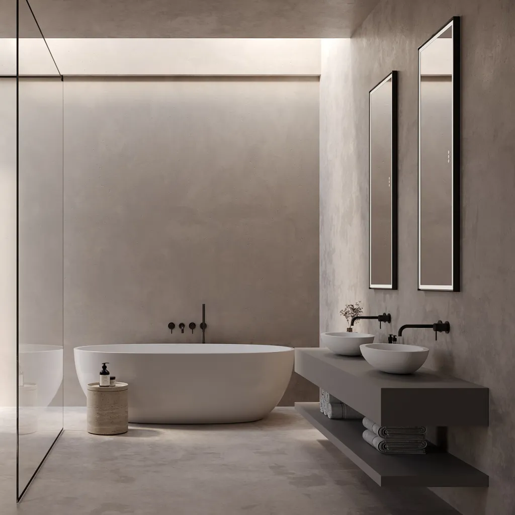 Pulcher® Soho Mirror PSM-1453 - 140x53,5 cm, spegel med ljus och ljusstyrning, mattsvart ram