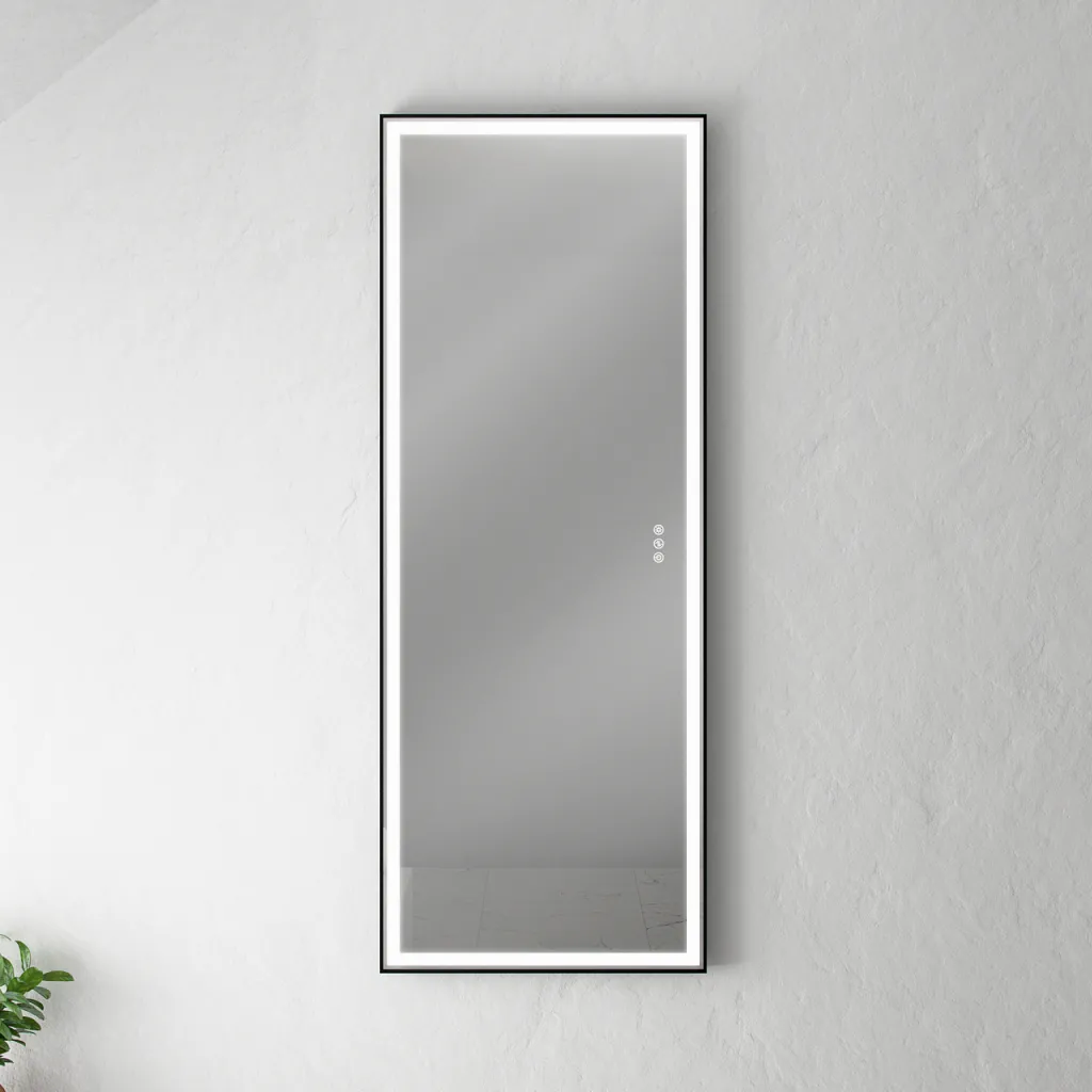 Pulcher® Soho Mirror PSM-1453 - 140x53,5 cm, spegel med ljus och ljusstyrning, mattsvart ram