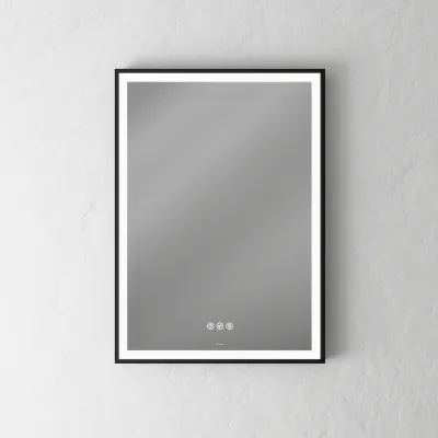 Pulcher Soho Mirror PSM-5070 - 50x70 cm., spegel med ljus och ljusstyrning, mattsvart ram