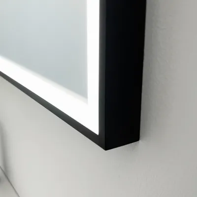 Pulcher Soho Mirror PSM-8080 - 80x80 cm, spegel med ljus och ljusstyrning, mattsvart ram