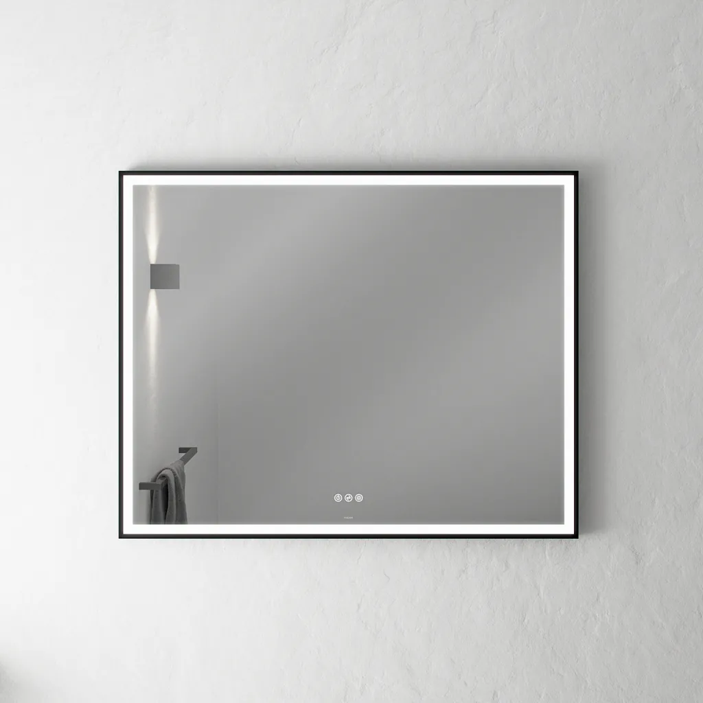 Pulcher Soho Mirror PSM-1080 - 100x80 cm, spegel med ljus och ljusstyrning, mattsvart ram