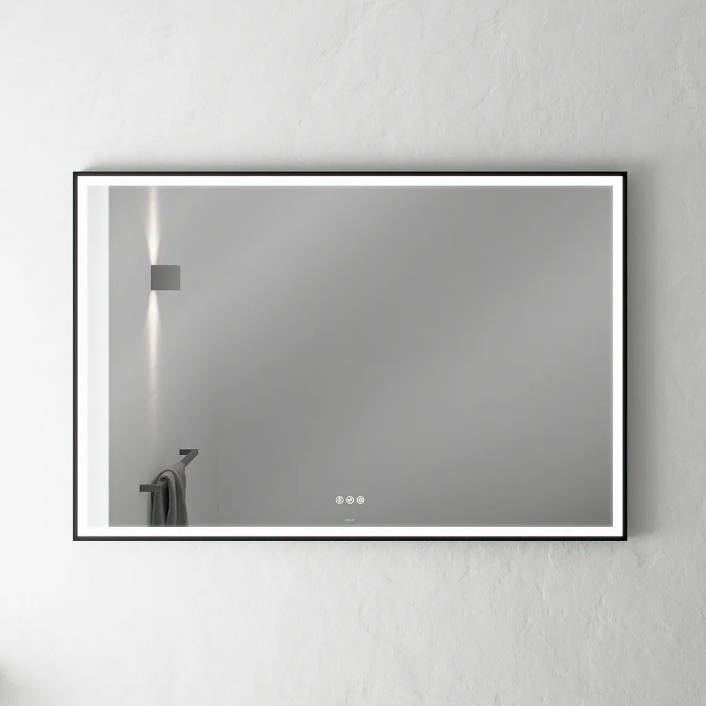Pulcher Soho Mirror PSM-1280 - 120x80 cm. spegel med ljus och ljusstyrning, mattsvart ram