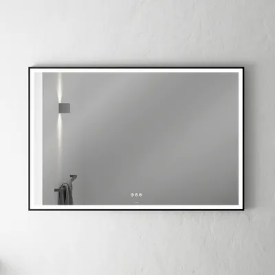 Pulcher Soho Mirror PSM-1280 - 120x80 cm. spegel med ljus och ljusstyrning, mattsvart ram