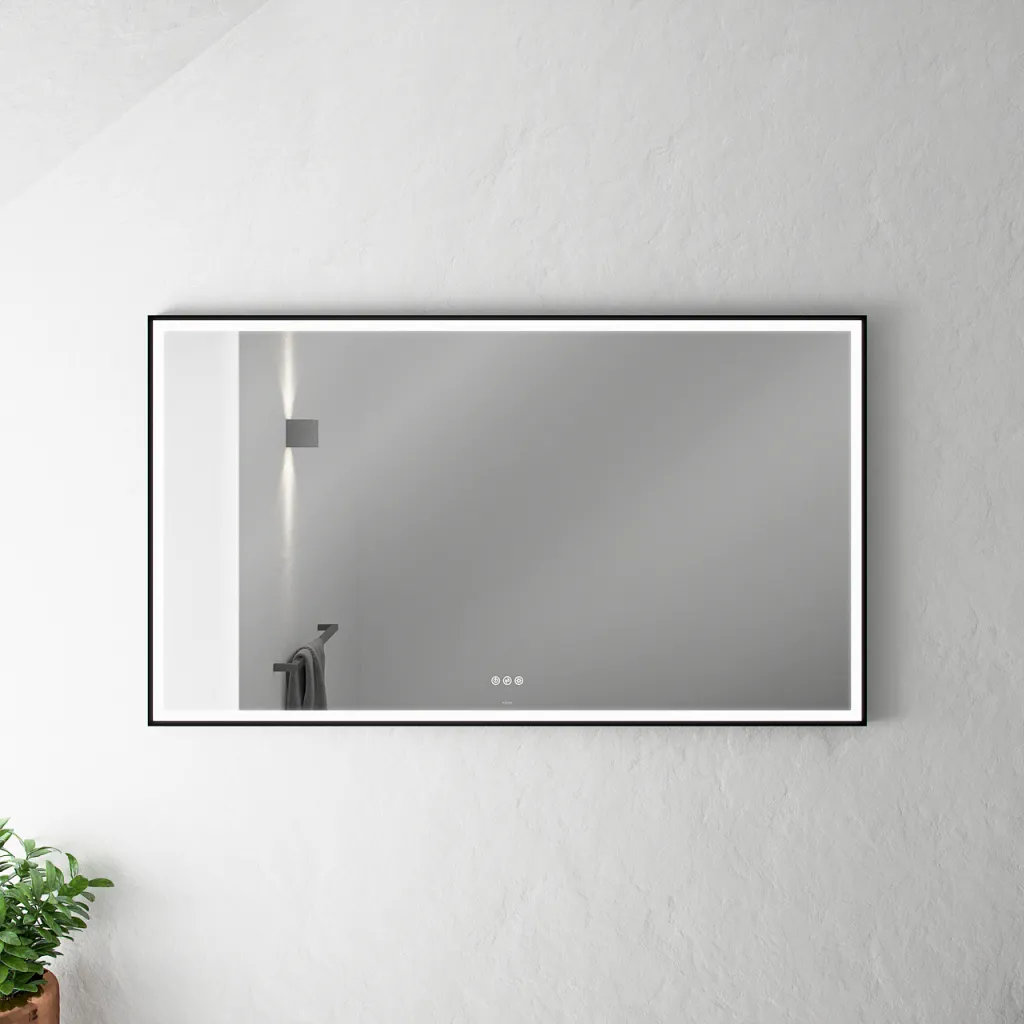 Pulcher Soho Mirror PSM-1480 - 140x80 cm, spegel med ljus och ljusstyrning, mattsvart ram
