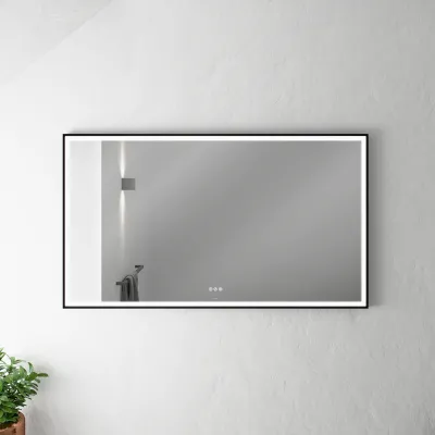 Pulcher Soho Mirror PSM-1480 - 140x80 cm, spegel med ljus och ljusstyrning, mattsvart ram