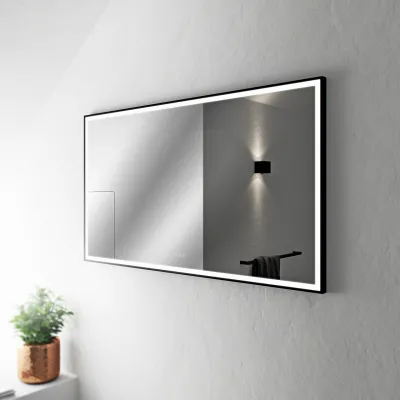 Pulcher Soho Mirror PSM-1480 - 140x80 cm, spegel med ljus och ljusstyrning, mattsvart ram
