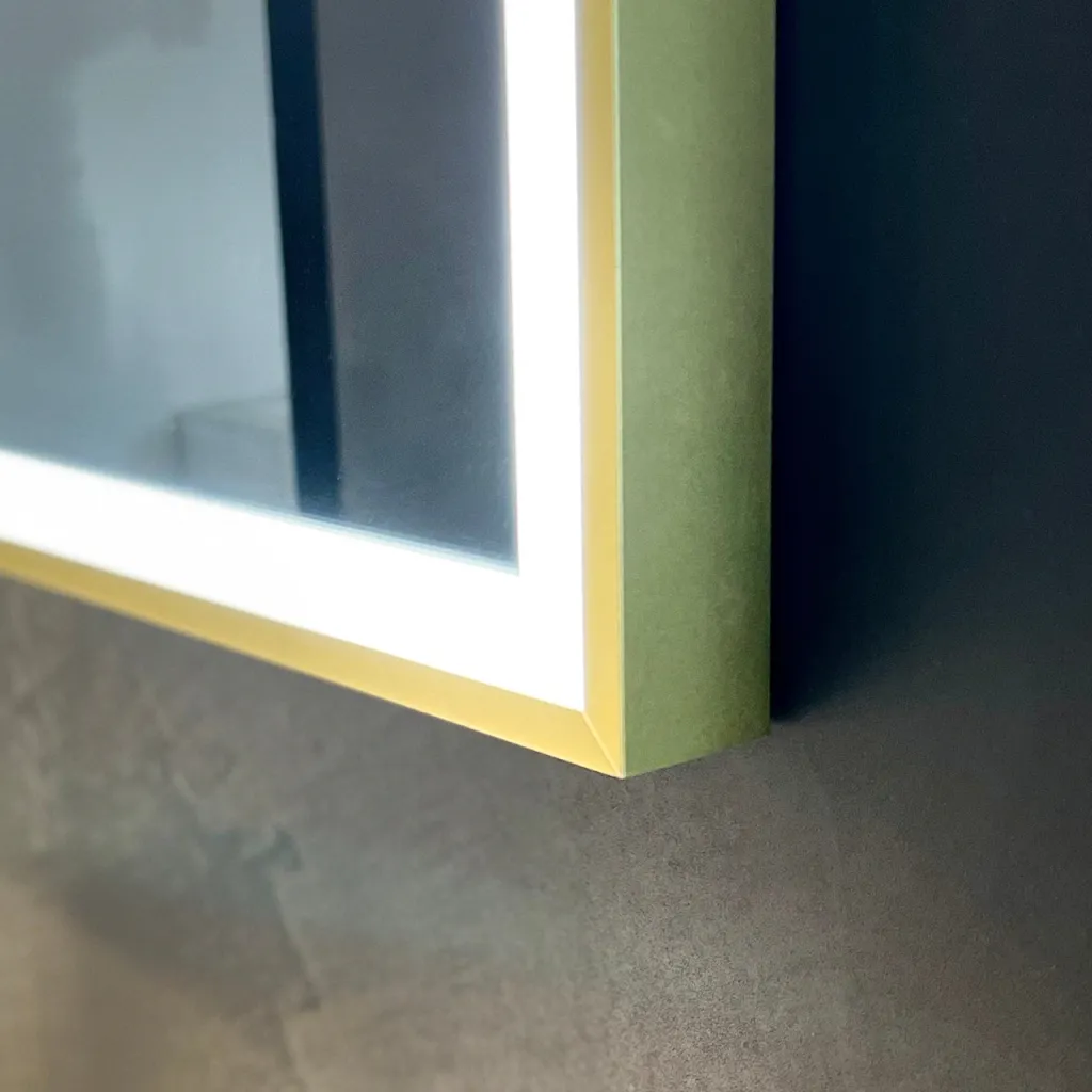 Pulcher Soho Mirror PSM-1680 - 160x80 cm. Spegel med ljus och ljusstyrning, matt mässingsfärgad ram
