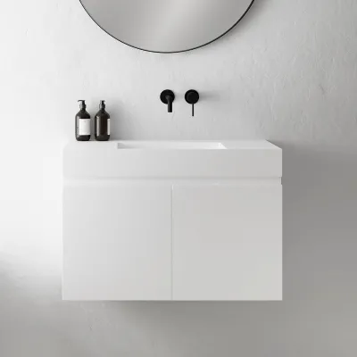 Compact Inside 080C - Tvättställsskåp 80x35, Matt Vit SolidTec®
