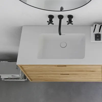 CPH Tapwork Soho 180L -  Snickerimöbler i natur ek inkl. Mathvid SolidTec handfat