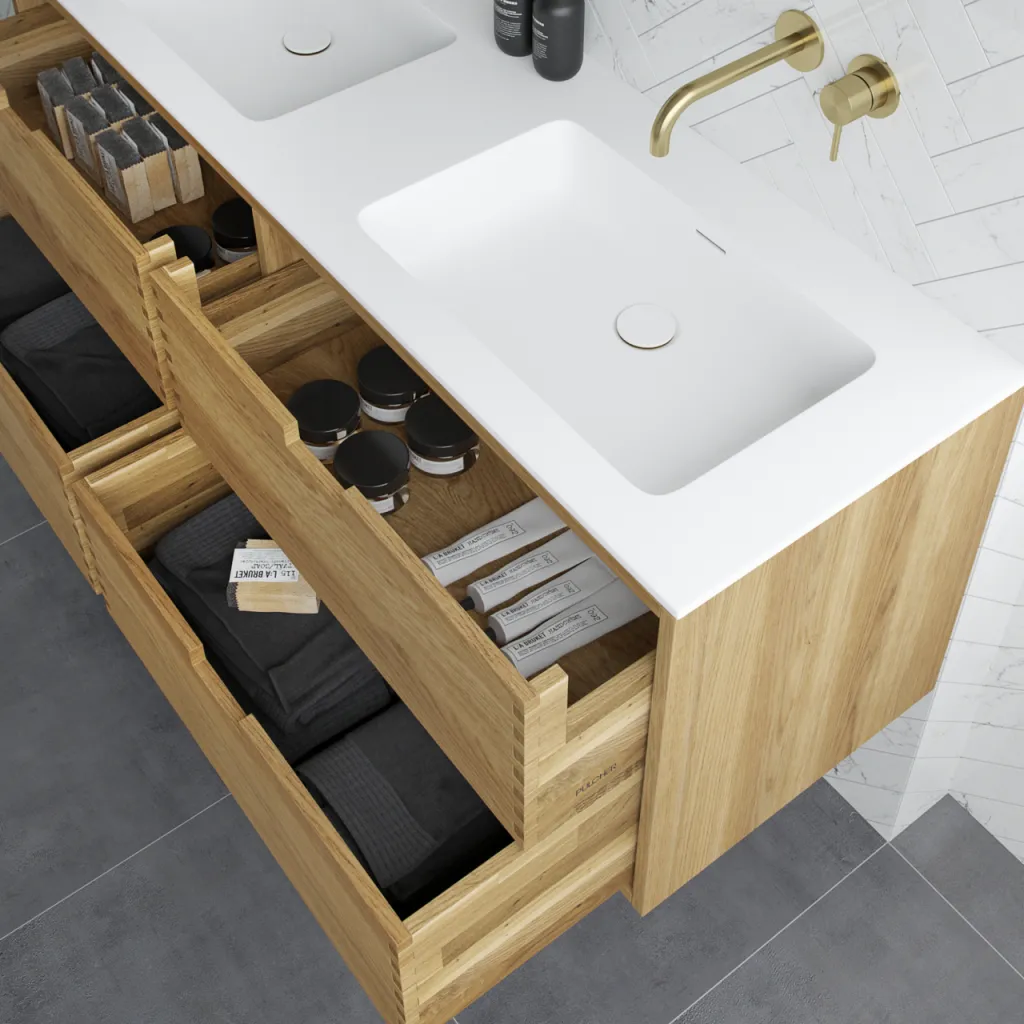 CPH Tapwork Soho 180R - MKII, fingergängade skåp i naturek inklusive Mathvid SolidTec® diskho