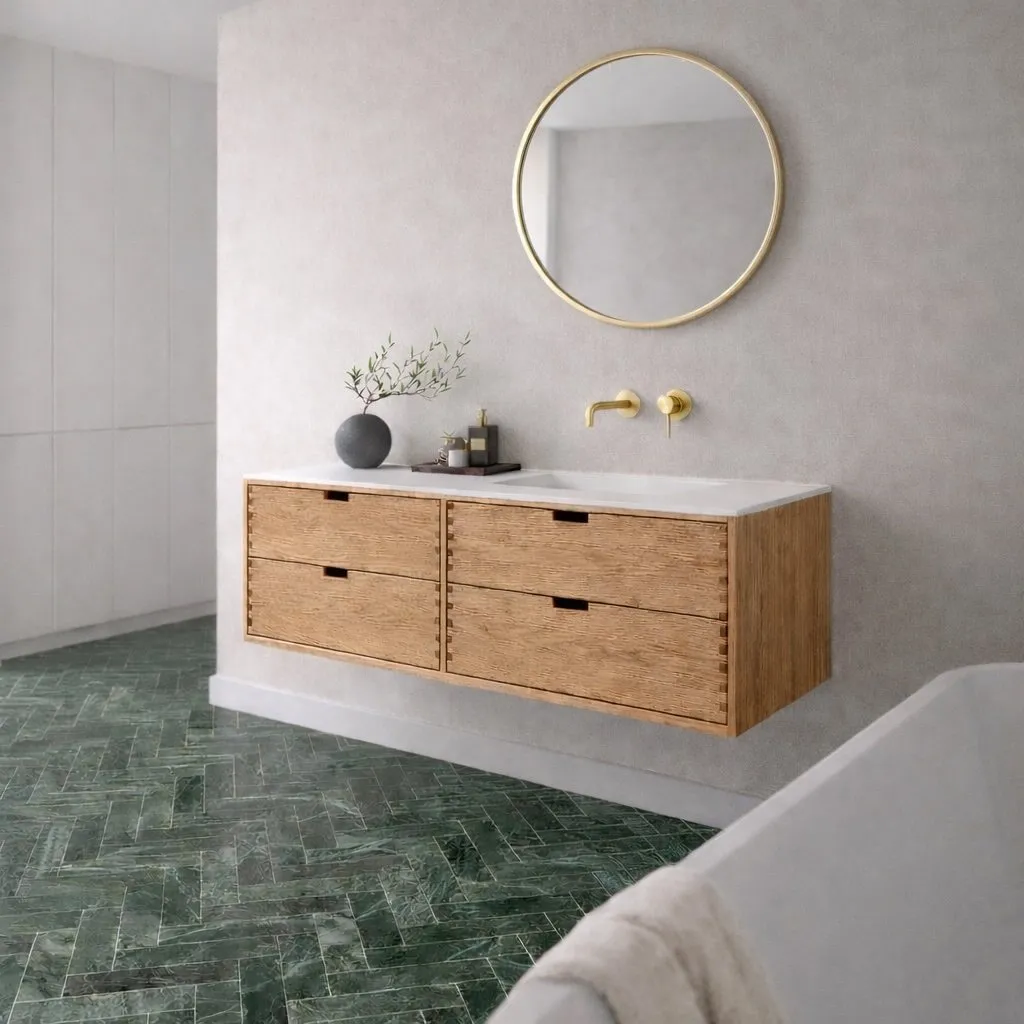 CPH Tapwork Soft 180R - Fingergängade skåp i naturek inklusive Mathvid SolidTec® diskho