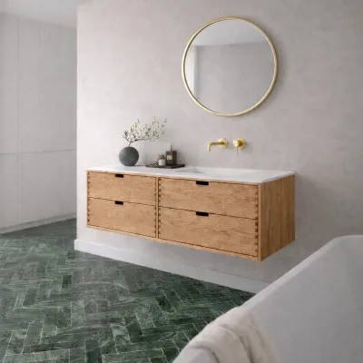 CPH Tapwork Soft 180R - Fingergängade skåp i naturek inklusive Mathvid SolidTec® diskho