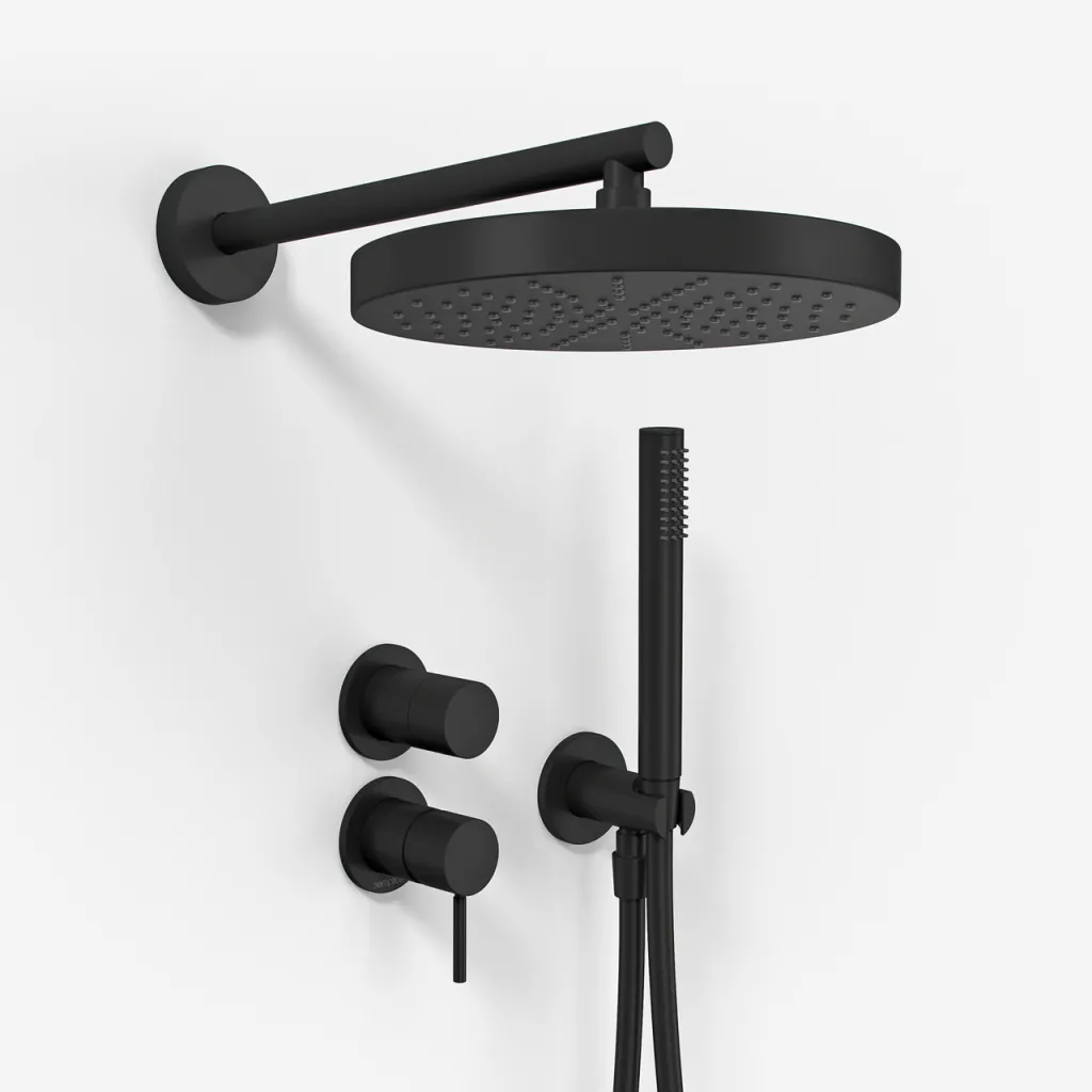 Semplice SBR901 S01 - Duschset Ø24 cm, Väggmonterad, Mattsvart