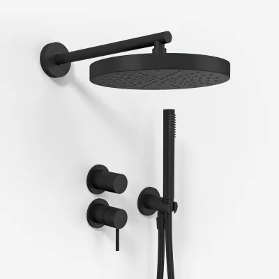 Semplice SBR901 S01 - Duschset Ø24 cm, Väggmonterad, Mattsvart