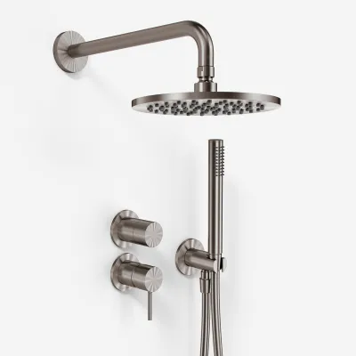 Semplice SBR901 S05 - Duschblandare Ø20 cm, Vägg, PVD Borstad Stål 