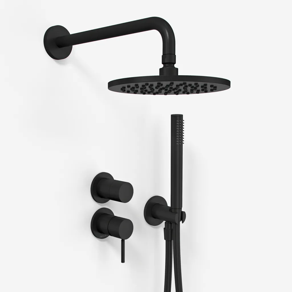 Semplice SBR901 S05 - Duschblandare Ø20 cm, Vägg, Mattsvart