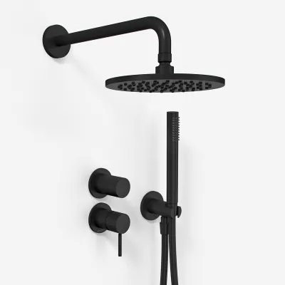 Semplice SBR901 S05 - Duschblandare Ø20 cm, Vägg, Mattsvart