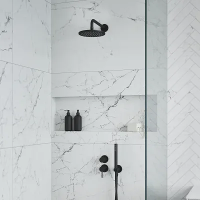Semplice SBR901 S05 - Duschblandare Ø20 cm, Vägg, Mattsvart