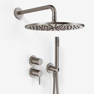 Semplice SBR901 S07 - Duschset Ø30 cm, Vägg, PVD Borstat stål