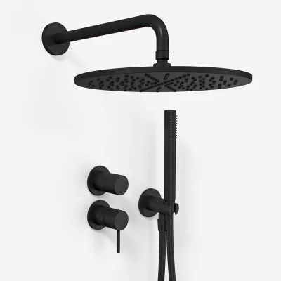 Semplice SBR901 S07 - Duschset Ø30 cm, Vägg, Mattsvart