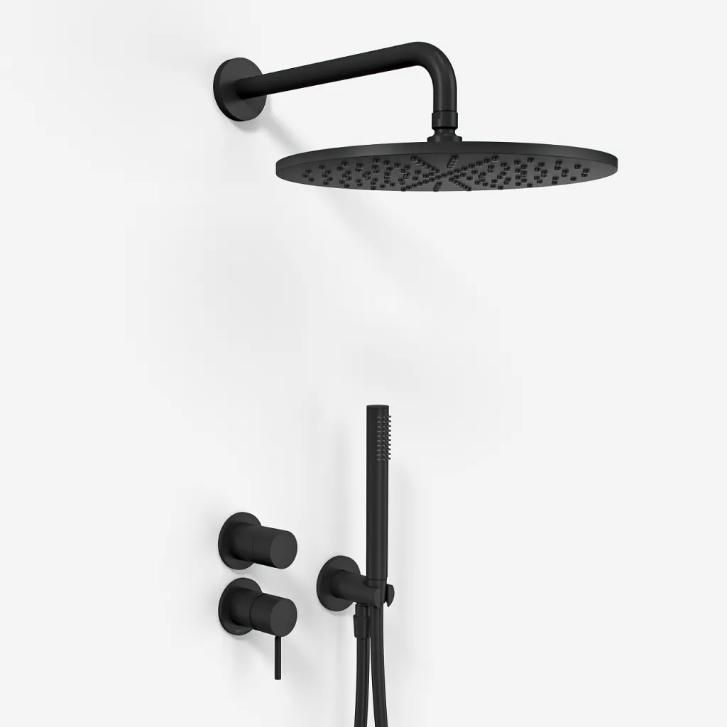Semplice SBR901 S07 - Duschset Ø30 cm, Vägg, Mattsvart
