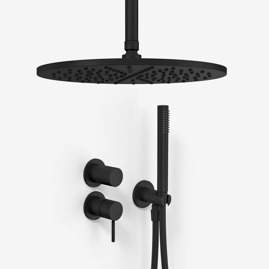 Semplice SBR901 S10 - Duschset Ø30 cm, Tak, Mattsvart