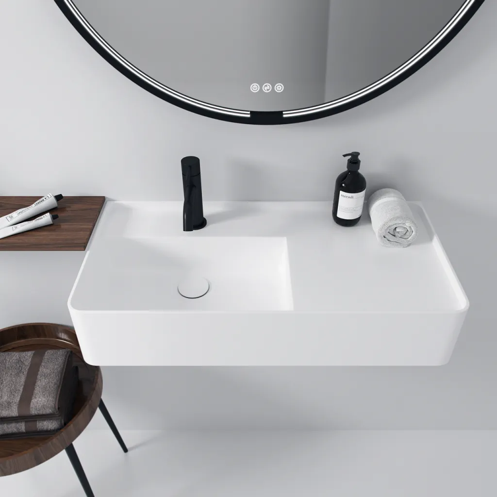 Coco 7L - Tvättställ 70x35 cm, Matt Vit SolidTec®