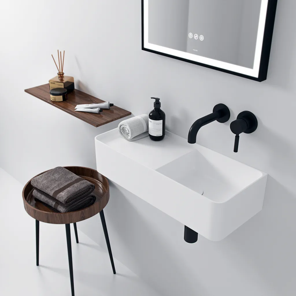 Coco 5R - Tvättställ 60x25 cm, Matt Vit SolidTec®