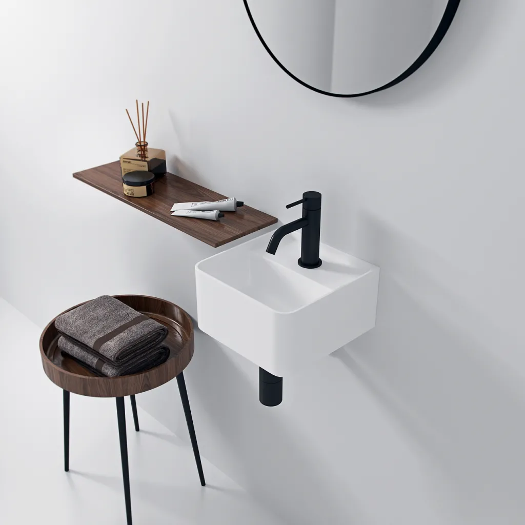 Coco 27 - Tvättställ 27x27 cm, Matt Vit SolidTec®