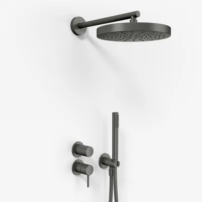 Semplice SBR901 S01 - Duschset Ø24 cm, Väggmonterad, PVD Matt Gun Metal