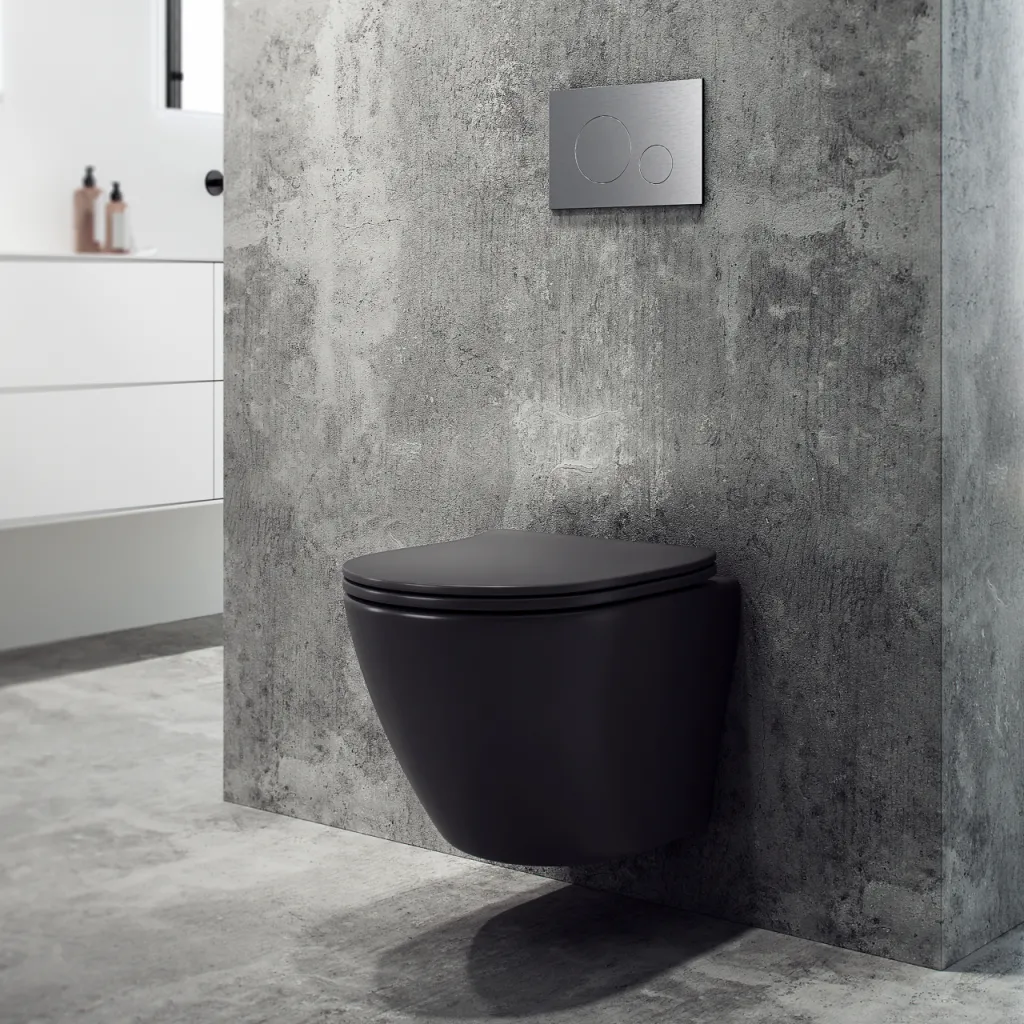 Nomi PN2-18 - Toalett 49 cm, Matt svart, Rimless + EasyClean Coat