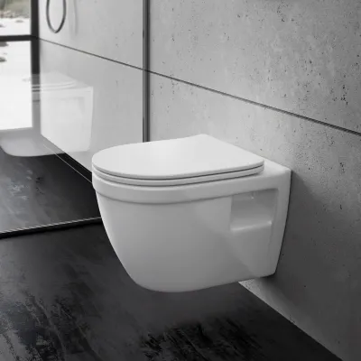 Stool AS1-18 - Toalett 52 cm, inkl. mjukstängande sits, vit, utan kant + EasyClean-beläggning
