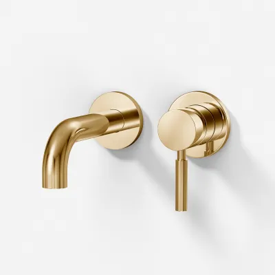 Semplice SHV102 S02 - Tvättställsarmatur 15 cm pip, Mässing Naturfärgad