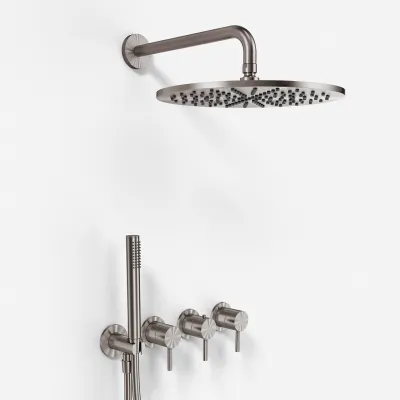 Semplice STB801 S07 - Rain DeLux SmartTerm Ø30 cm EasyClean, Vägg, PVD Borstad Stål 