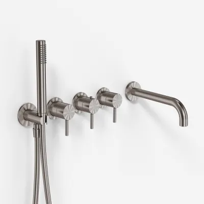 Semplice STB801 S11 - Termostatsats Badkar/dusch, PVD borstat stål 
