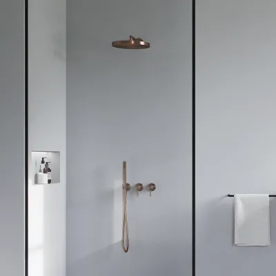 Semplice SBR801 S02 - Duschset, Ø28 cm, Vägg, PVD Borstad Koppar