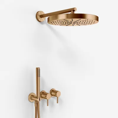 Semplice SBR801 S02 - Duschset, Ø28 cm, Vägg, PVD Borstad Koppar