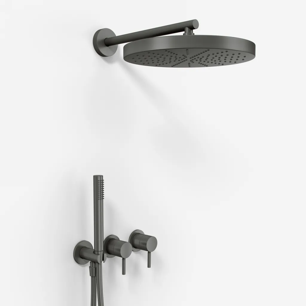 Semplice SBR801 S02 - Duschset, Ø28 cm, Vägg, PVD Matt Gun Metal