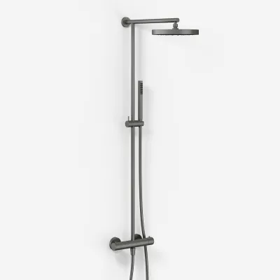 Semplice SRL10 - Termostatsats, XL Rain DeLux Ø24 m/EasyClean, PVD Matt Gun metall