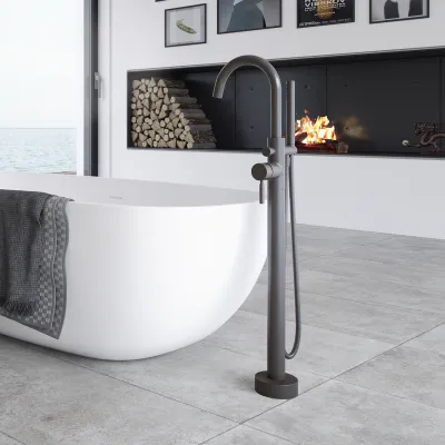 Semplice SBS600 - Fristående badkarsblandare, PVD Matt Gun Metal